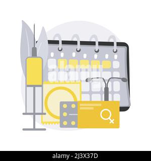 Weibliche Kontrazeptiva abstrakte Konzept Vektor Illustration. Weibliche Verhütungsmittel, orale hormonelle Verhütungsmittel Pille, Fruchtbarkeitskontrolle, Familie pla Stock Vektor