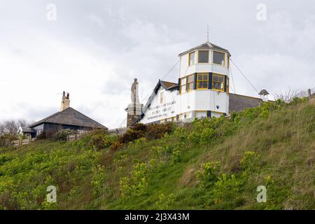 Volunteer Life Brigade Watch House in Tynemouth, North Tyneside, Großbritannien. Sicherheitskonzept für den Seeverkehr. Stockfoto