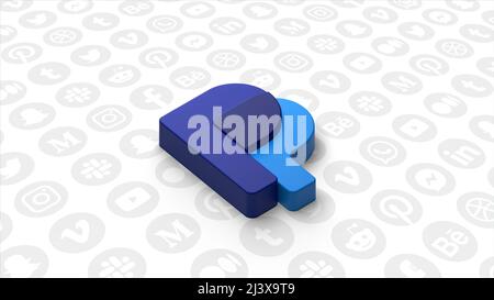 Das Logo ist das größte elektronische Zahlungssystem für Lastschriften.Motion.PayPal-Monogramm, das sich in Abstraktion in blaue Partikel auflöst. Nur für redaktionelle Zwecke verwenden. Stockfoto