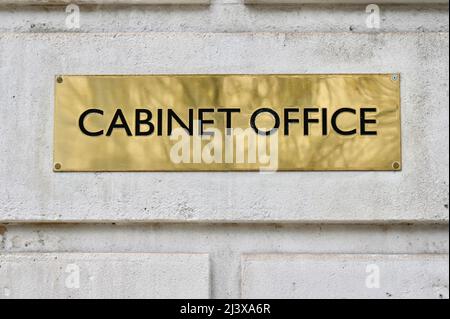 Cabinet Office anmelden, Whitehall, London. Großbritannien Stockfoto