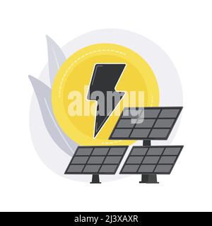Abstraktes Konzept der Solarenergie Vektor-Illustration. Solarpanel, Kraftwerk, alternative Stromquelle, Strahlungslicht, künstliche Photosynthes Stock Vektor