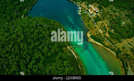 Luftaufnahme des Nationalparks Mljet, Insel Mljet, Kroatien Stockfoto