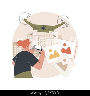 Luftfotografie abstrakte Konzept Vektor Illustration. Kommerzielle Luftaufnahmen, Luftaufnahmen, Drohnen-Foto von Ereignis, Fernerkundung Tech Stock Vektor