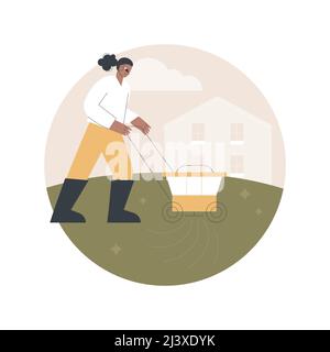 Grassdünger abstraktes Konzept Vektor-Illustration. Gartenarbeit Dienstleistungen, schnelles Wachstum, grüne Farbe, Rasenpflege, Ergänzung, Bodennährstoffe, gr Grassdünger abstraktes Konzept Vektor-Illustration. Gartenarbeit Dienstleistungen, schnelles Wachstum, grüne Farbe, Rasenpflege, Ergänzung, Bodennährstoffe, gr