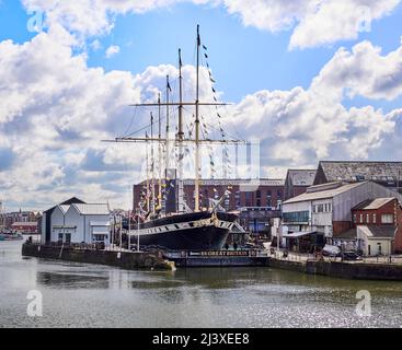 SS Great Britain der weltweit erste Ozeandampfer im Trockendock am schwimmenden Hafen von Bristol in Großbritannien Stockfoto