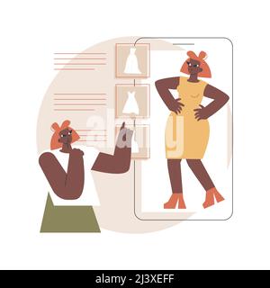 Virtuelle Umkleidezimmer abstrakte Konzept Vektor Illustration. Virtuelle Anpassung 3d, Online-Umkleideraum, E-Commerce, Augmented Reality Kleidung ändern, Stock Vektor