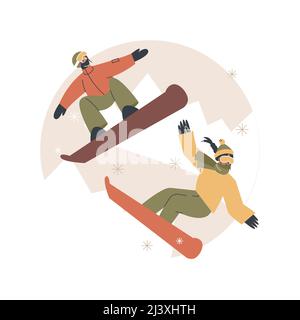 Winter Extremsport abstrakte Konzept Vektor Illustration. Extremer Wintersport, Ski- und Snowboardausrüstungsgeschäft, Bergresort, outd Stock Vektor