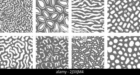 Satz von handgezeichneten organischen nahtlosen Mustern. Stock Vektor