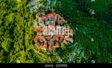 Luftaufnahme der Stadt Groznjan, Istra, Kroatien Stockfoto