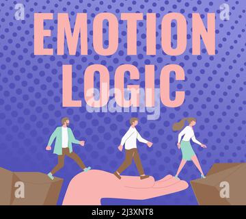 Inspiration mit Zeichen Emotion Logic. Überblick über das Unternehmen Herz oder Gehirn Seele oder Intelligenz Verwirrung Gleichgewichtsbilanz Kollegen Überschreiten von Hindernissen Stockfoto