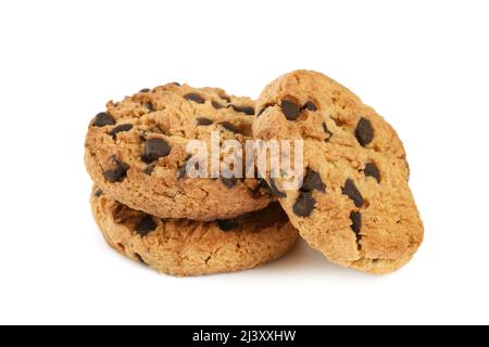 Schokoladenkekse isoliert auf weißem Hintergrund Stockfoto