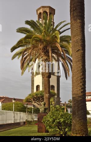 Iglesia de la Concepción Kirche und Garten am Plaza de la Iglesia in Santa Cruz de Teneriffa Kanarische Inseln Spanien. Stockfoto