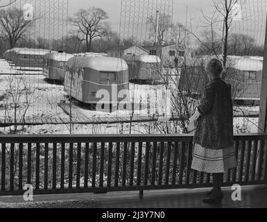 Burlington, Iowa. Acres Einheit, FSA (Farm Security Administration) Anhänger Camp. Das Lager befindet sich in einem Wohngebiet, Februar 1942 Stockfoto