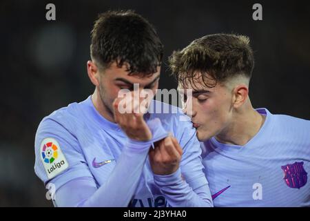 Valencia, Spanien. 10. Apr, 2022. Während des La Liga-Spiels zwischen Levante UD und FC Barcelona spielte am 10. April 2022 im Stadion Ciutat de Valencia in Valencia, Spanien. (Foto von Colas Buera/PRESSINPHOTO) Credit: PRESSINPHOTO SPORTS AGENCY/Alamy Live News Stockfoto