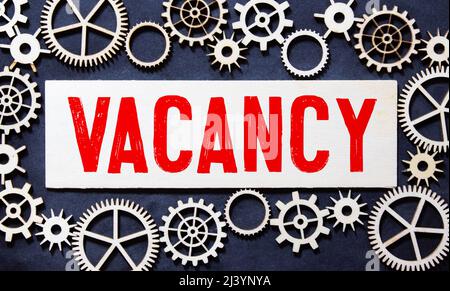 Leerstandswort auf Holzklötze auf weißgrauem Hintergrund mit Reflexion geschrieben. Stockfoto