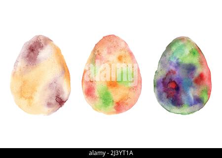 Handgezeichnete Aquarell Vogel Eier Illustration Sammlung isoliert. Osterelemente auf Papiertextur. Aquarell-Ei für Urlaub Frühling oder Aquarell Stock Vektor