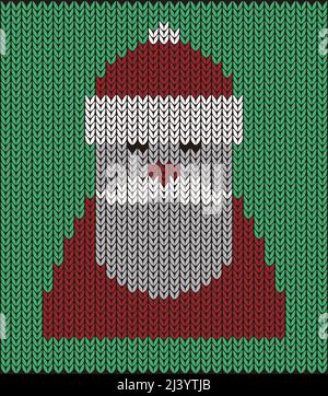 Frohe Weihnachten Weihnachtsmann auf dem Strickmuster Stock Vektor