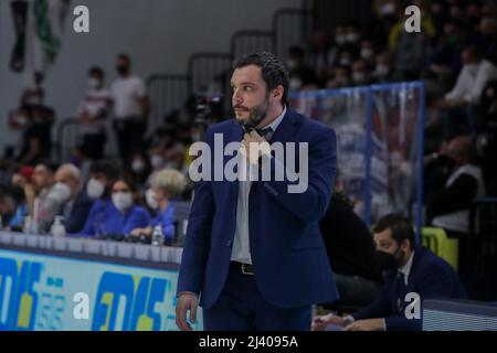 Paolo Galbiati (Vanoli Cremona) während der Vanoli Basket Cremona gegen Bertram Derthona Tortona, Italienische Basketball A Serie Championship in Cremona, Italien, April 10 2022 Stockfoto