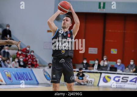 ADAS Juskevicius (Vanoli Cremona) während der Vanoli Basket Cremona gegen Bertram Derthona Tortona, Italienische Basketball A Serie Championship in Cremona, Italien, April 10 2022 Stockfoto