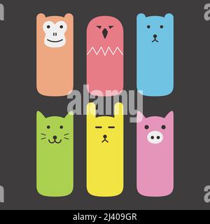Tierische Gesicht Beschriftungssatz Icon design Stock Vektor