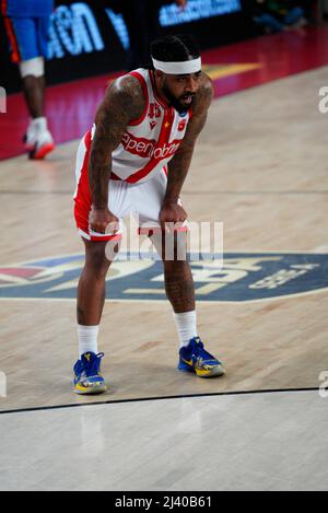 Varese, Italien. 10. April 2022. Markus keane während der Openjobmetis Varese vs Nutribullet Treviso Basket, Italienische Basketball A Serie Championship in Varese, Italien, Aprile 10 2022 Credit: Independent Photo Agency/Alamy Live News Stockfoto