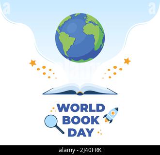 Welt Buchtag - Planet Erde Illustration Stock Vektor