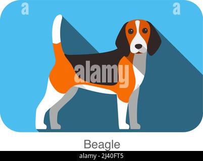 Rasse Hund stehend auf den Boden, Seite, Gesicht nach vorn, Hund Cartoon Bild Stock Vektor