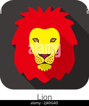 Löwe, Katze Rasse Gesicht Cartoon flach Icon-design Stock Vektor
