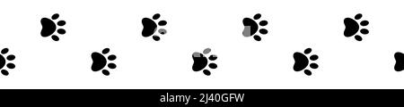 Tier Fußabdruck schwarz Vektor nahtloses Muster. Katzen- oder Hundefußdruck, isoliert auf weißem Hintergrund. Stock Vektor