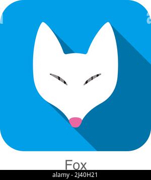 Weißes Fuchs Gesicht flaches Symbol, Vektor Stock Vektor