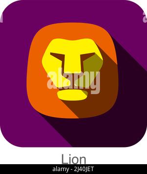 Löwe, Katze Rasse Gesicht Cartoon flach Icon-design Stock Vektor
