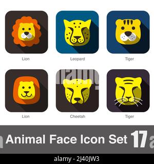 Tierische flache Gesichtssymbol, Vektor Stock Vektor