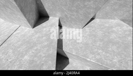 Konkrete geometrische Formen. Polygonales Reliefmuster. Industriestil. Abstract 3D Rendering Illustration Stockfoto