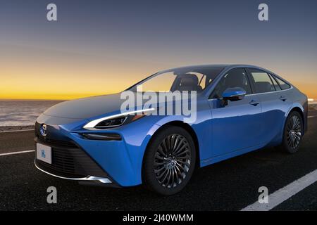 TOYOTA MIRAI - ein Auto, das von Wasserstoff-Brennstoffzellen angetrieben wird Stockfoto