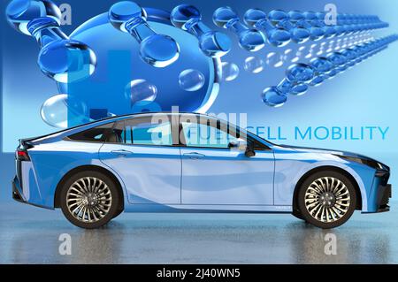 TOYOTA MIRAI - ein Auto, das von Wasserstoff-Brennstoffzellen angetrieben wird Stockfoto