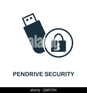 Flaches Symbol für die Sicherheit von Pendrive. Farbiger Elementschild aus der Internet-Sicherheitssammlung. Flat Pendrive Security Symbol Zeichen für Web-Design, Infografiken und Stock Vektor