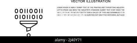 Vektorfilter, Trichter, Datentunnel, Symbol für eine Zeile. Fortlaufende einzeilige Darstellung. Stock Vektor