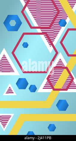 Geschichten Hintergrund mit Sechsecken und Triageln, 16x9, Hochformat-Ausrichtung Stock Vektor