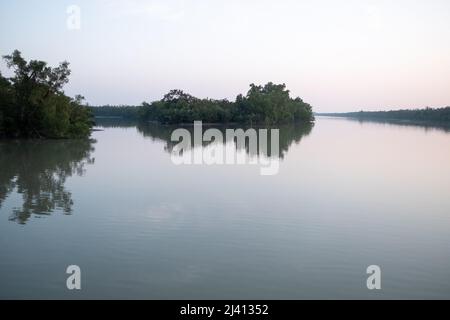 Bangladesch, Sundarban, 2021-10-29. Berichten Sie an Bord von Rubayath und Elisabeths Boot auf den Sundarbans, einer Region aus unzähligen Waffen und Kanälen Stockfoto