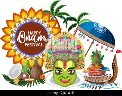 Onam Hindu Ernte Festival Poster Illustration Stock Vektor
