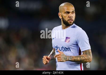 Dani Alves vom FC Barcelona während des spanischen Fußballspiels La Liga zwischen Levante UD und FC Barcelona am 10. April 2022 im Ciutat de Valencia Stadion in Valencia, Spanien - Foto: Ivan Terron/DPPI/LiveMedia Stockfoto
