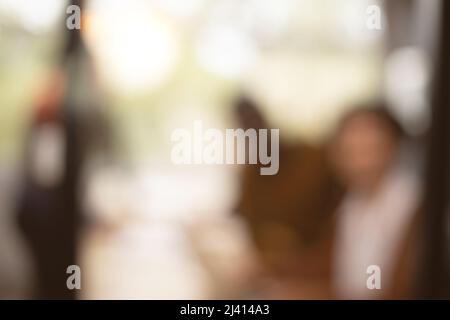 Hintergrundbild das Business-Team arbeitet in einem Coworking Center. Stockfoto