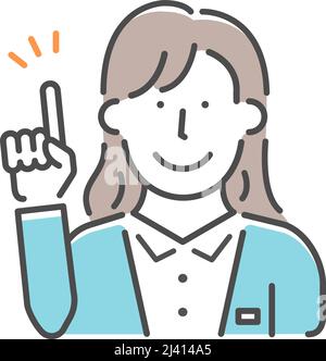 Einfache Geschäftsfrau (Oberkörper) Geste Illustration | Idee, zeigen, Inspiration Stock Vektor