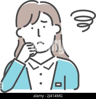 Einfache Geschäftsfrau (Oberkörper) Geste Illustration | Stress, Sorge, verwirrt Stock Vektor