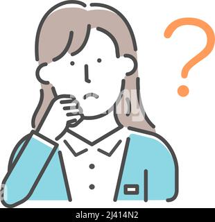 Einfache Geschäftsfrau (Oberkörper) Geste Illustration | Frage, denke, Problem Stock Vektor