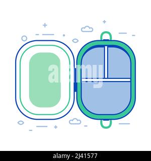 Plastik Free Lunch Box Container in Line Art Stock Vektor