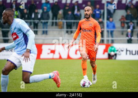 Haderslev, Dänemark. 10., April 2022. Issam Jebali (7) von Odense Boldklub, der während des Superliga-Spiels 3F zwischen Soenderjyske und Odense Boldklub im Sydbank Park in Haderslev gesehen wurde. (Foto: Gonzales Photo - Kent Rasmussen). Stockfoto