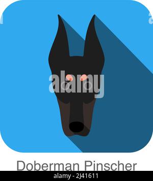 Dobermann Hund flache Gesichtssymbol Stock Vektor