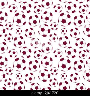 Fußballmuster. Nahtloser weißer Hintergrund mit roten Fußballbällen. Vektor wiederholende Illustration für Sport-Designs, Textil. Stock Vektor
