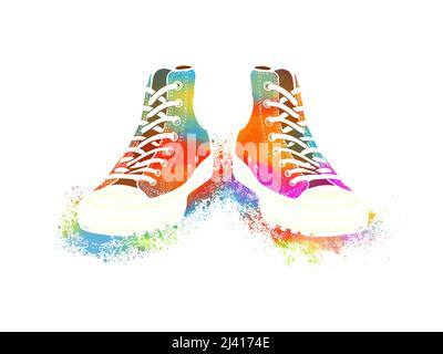 Bunte Regenbogen Sneaker. Vektorgrafik Stock Vektor